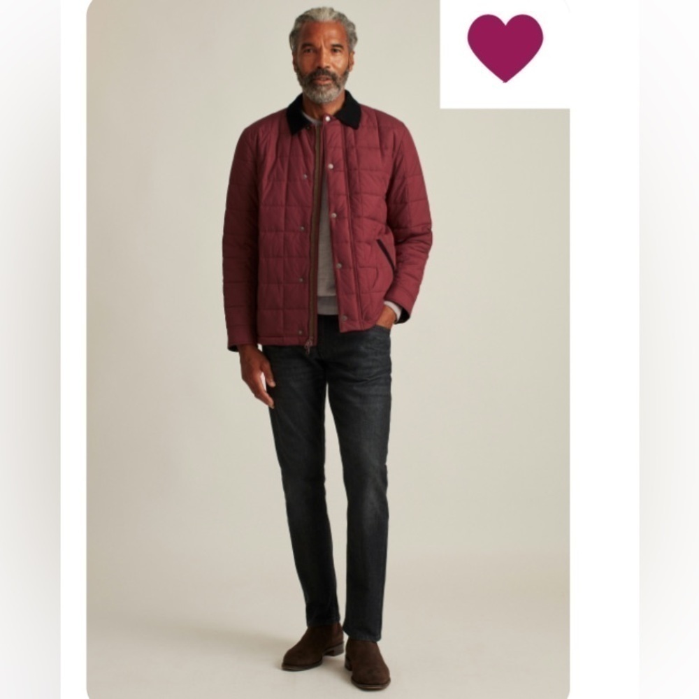 Bonobos Men’s The Quilted Barn Jacket NWOT Maroon Corduroy Collar Chore Coat S